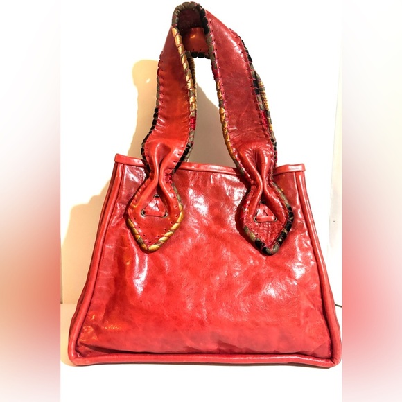 Poupa litza. Red Leather Women's Bag - Picture 3 of 7